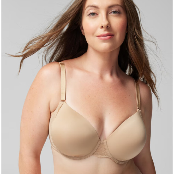 SOMA Warm Amber 40G Vanishing 360 Wireless Bra Smoothing Seamless Edge Lace Trim - Picture 1 of 6